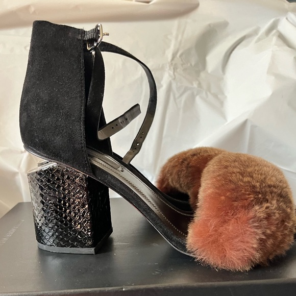 Alexander Wang Abby Brown Fur/Black Snake Emboss - Picture 2 of 7